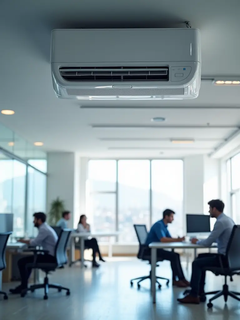 An image of a small business facility, showcasing a newly installed HVAC system, highlighting energy efficiency and improved air quality for the comfort of employees and customers.