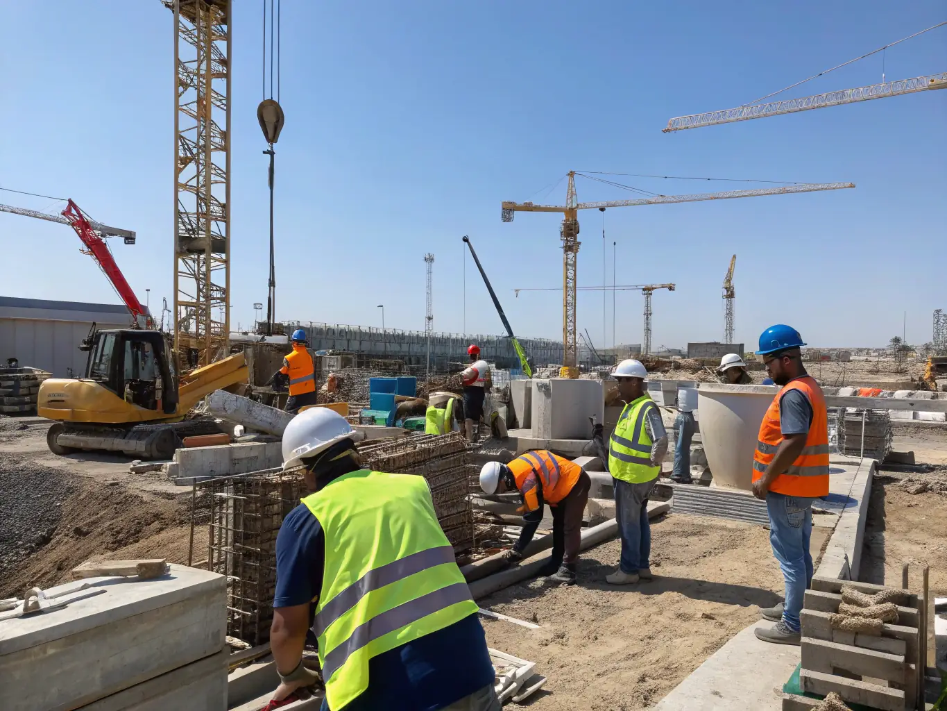 A professional image of CLU Services LLC team members working efficiently on a light commercial construction site, emphasizing their reliability and expertise.